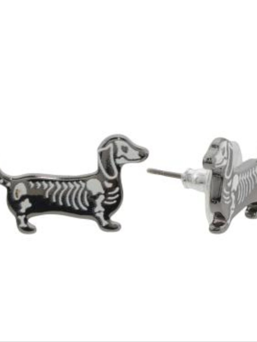 🖤▪️ Betsey Johnson ▪️Dachshund Skeleton Dog Stud Earrings - Black
